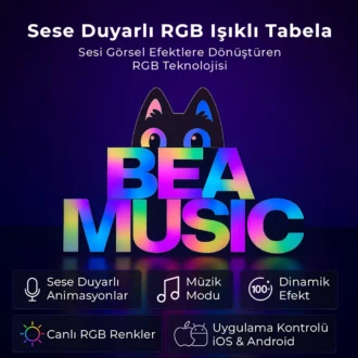 Sese Duyarlı RGB Işıklı Tabela